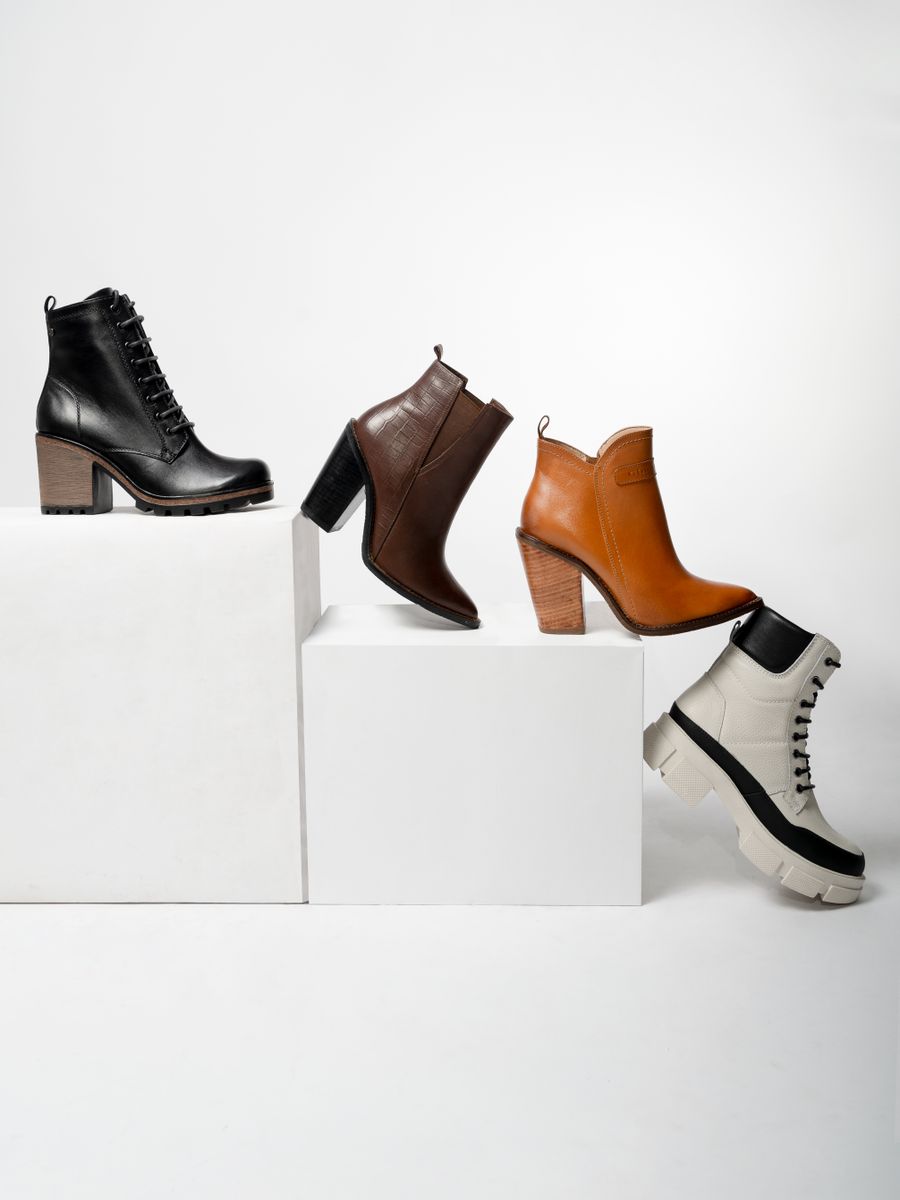 Leather boots on display
